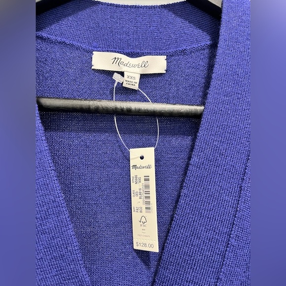 Madewell Merino Wool Boyfriend Cardigan Button Relaxed Bright Cobalt XS XXS NWT - Picture 11 of 13